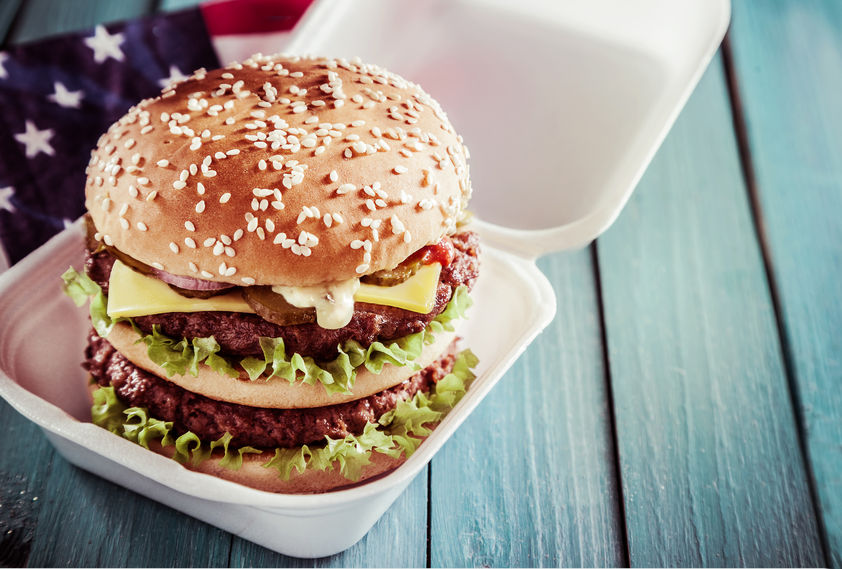 Closeup of hamburger