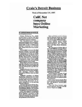 Jon Dwoskin's Crain's Detroit Business news clipping