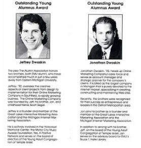 Jon Dwoskin and Jeffrey Dwoskin Alumnus Award press clipping