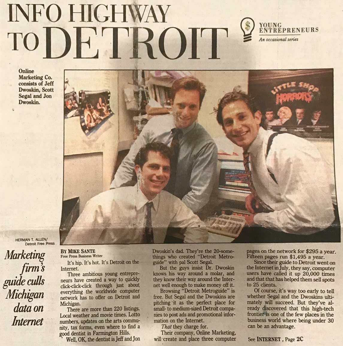 Jon Dwoskin Detroit Free Press Young Entrepreneurs press clpping